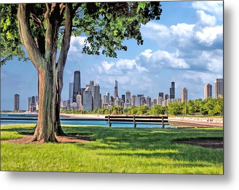 Chicago Metal Print featuring the painting Chicago North Skyline Park by Christopher Arndt
