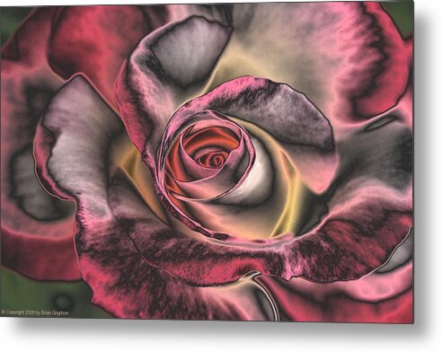 Rose Metal Print featuring the digital art Chrome Rose 368 by Brian Gryphon