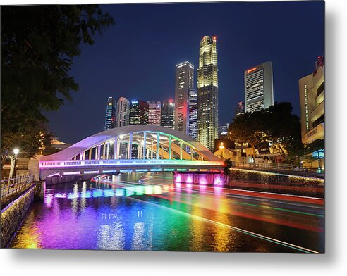 Bridge Metal Print featuring the photograph Elgin Bridge, Boat Quay, Singapore by Rick Deacon