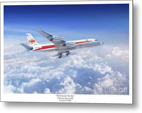 Aviation Art Metal Print featuring the painting Flash Across The Sky by Mark Karvon