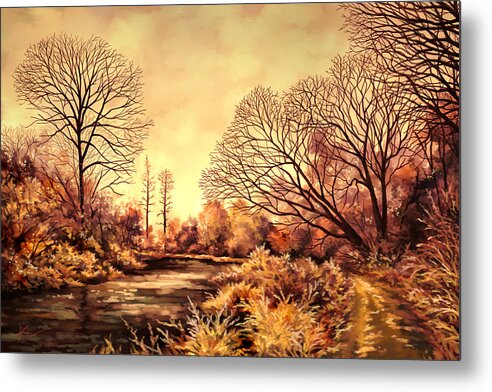 Nature Metal Print featuring the painting Frosty Morning by Hans Neuhart