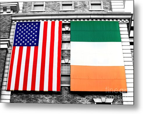 Irish American Fusion Metal Print featuring the photograph Irish American Flags Fusion by John Rizzuto