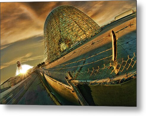 Moffett Field's hangar One Metal Print featuring the photograph Moffett Field Hangar One at Dusk by Blake Richards