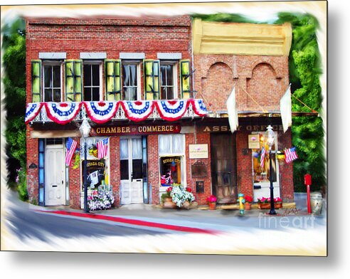 Nevada City Metal Print featuring the mixed media Nevada City Chamber by Lisa Redfern
