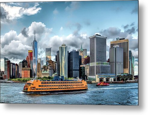 New York Metal Print featuring the painting New York City Staten Island Ferry by Christopher Arndt