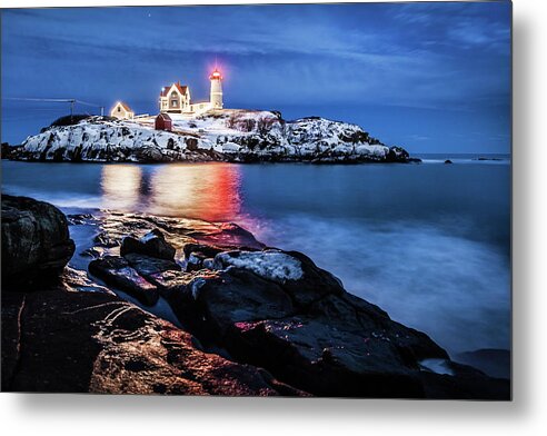 Cape Neddick Light Metal Print featuring the photograph Nubble Lights by Robert Clifford