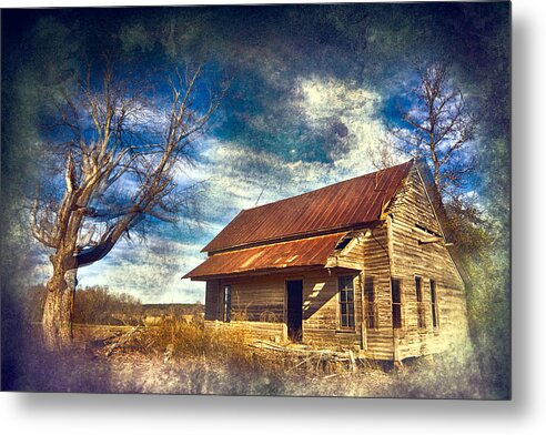 Vintage Metal Print featuring the photograph Old House and Dramatic Sky FX by Dan Carmichael