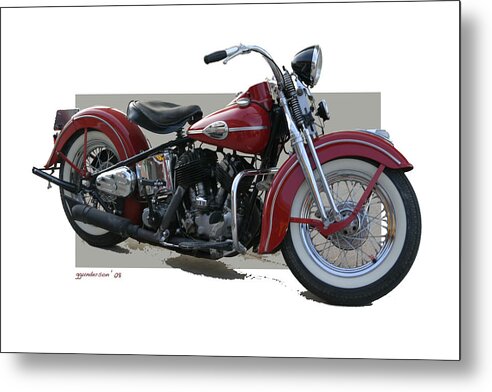 Harley Davidson Metal Print featuring the photograph OLD RED Harley Davidson by Gary Gunderson