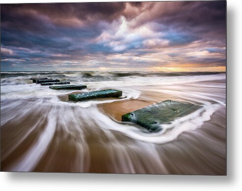Obx Metal Print featuring the photograph Outer Banks North Carolina Beach Sunrise Seascape Photography OBX Nags Head NC by Dave Allen