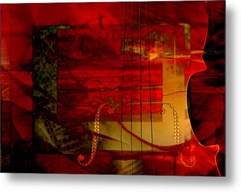 Abstract Metal Print featuring the digital art Red Strings by Art Di