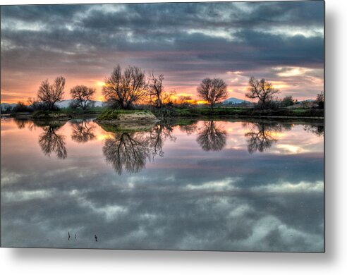Beautiful Metal Print featuring the photograph River Reflection Sunrise by Connie Cooper-Edwards