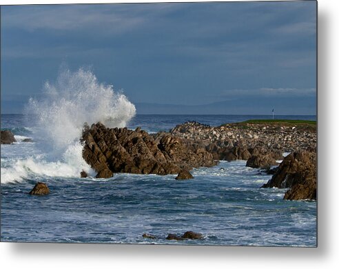 Beach Metal Print featuring the photograph Spanish Bay Golf Ocean Wave by Connie Cooper-Edwards
