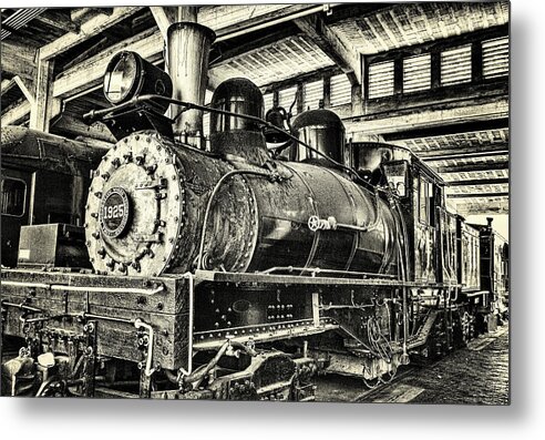 Train Metal Print featuring the photograph Steam Engine Train 1925 Lima Locomotive BW by Dan Carmichael