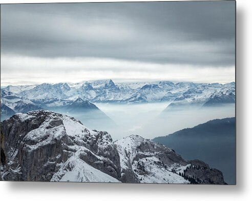 Adventure Metal Print featuring the photograph Stormy Mountainscape. Mount Pilatus, Switzerland by Rick Deacon