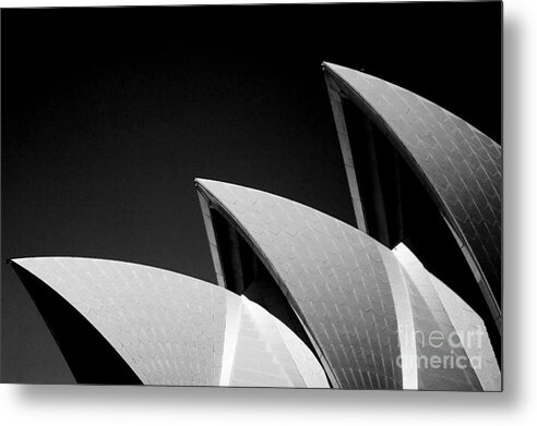 Sydney Opera House Iconic Building Black And White Monochrome Metal Print featuring the photograph Sydney Opera House by Sheila Smart Fine Art Photography
