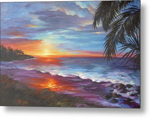 Beach Metal Print featuring the painting View From the Hammock by Dina Dargo