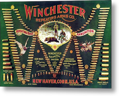 Outdoor Metal Print featuring the painting Winchester Double W Cartridge Board by Unknown