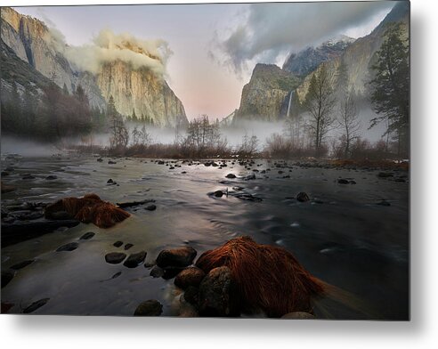 Forest Metal Print featuring the photograph Dusk in Yosemite #1 by Jon Glaser