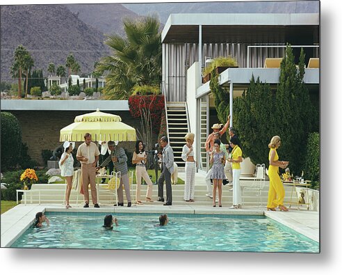 Poolside Party Metal Print By Slim Aarons