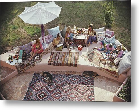 Small Group Of People Metal Print featuring the photograph Casa Rosada, Ibiza by Slim Aarons