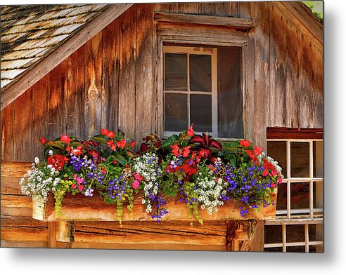 Posters Metal Print featuring the photograph Cottage Flowers by Rod Melotte