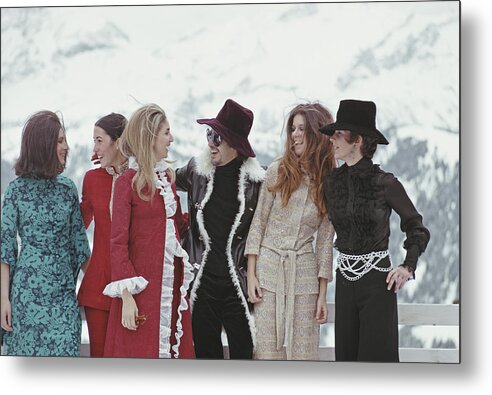 Gstaad Metal Print featuring the photograph Fashionable Friends by Slim Aarons