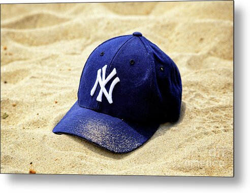 New York Yankees Hat Metal Print featuring the photograph New York Yankees Beach Cap by John Rizzuto