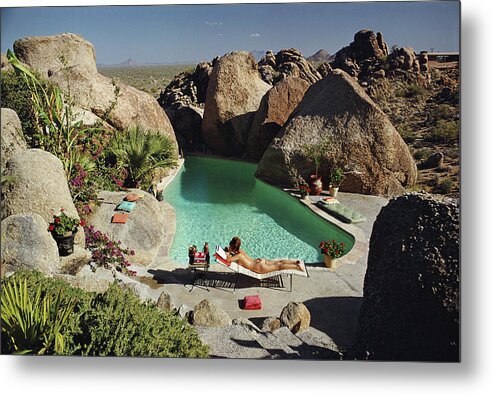 Summer Metal Print featuring the photograph Sunbathing In Arizona by Slim Aarons