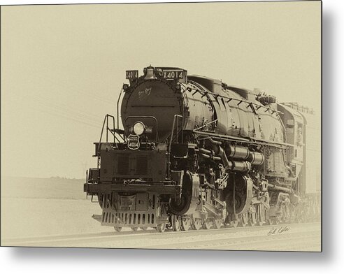 2019-08-07 Metal Print featuring the photograph UP 4014 - The Big Boy - Sepia Tone by Bill Kesler