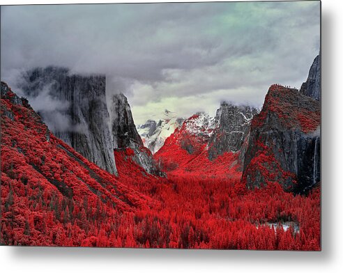 Yosemite Metal Print featuring the photograph Yosemite Valley in Red by Jon Glaser