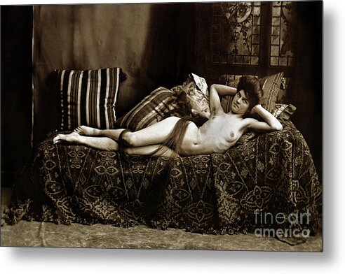 60s 70s Vintage Nudist Naturist - A reclining female nude Circa 1900 Metal Print by Monterey County  Historical Society - Pixels