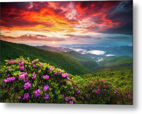 Blue Ridge Parkway Metal Poster featuring the photograph Asheville North Carolina Blue Ridge Parkway Scenic Sunset Landscape by Dave Allen