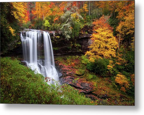 Waterfalls Metal Print featuring the photograph Autumn at Dry Falls - Highlands NC Waterfalls by Dave Allen