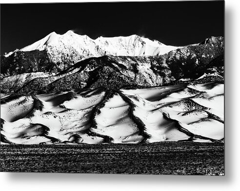 Sand Dunes Metal Print featuring the photograph Dunes 97167 BW by Rick Perkins