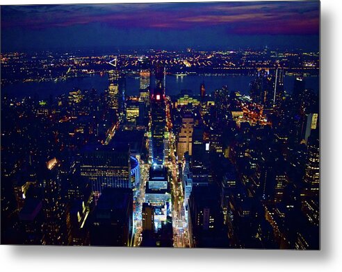 City Metal Print featuring the photograph Manhattan Hudson River-Colorful Sunset by Bnte Creations