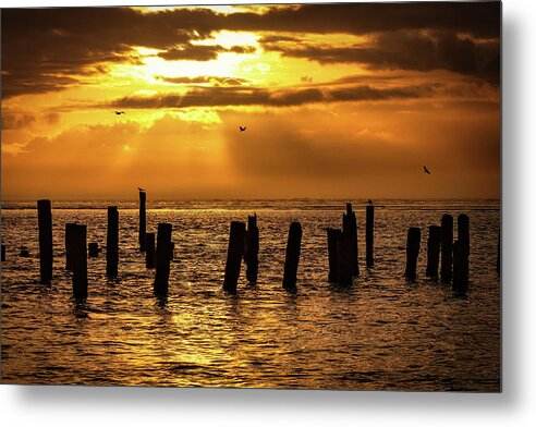 North Carolina Metal Print featuring the photograph Golden Sunrise on OBX by Dan Carmichael