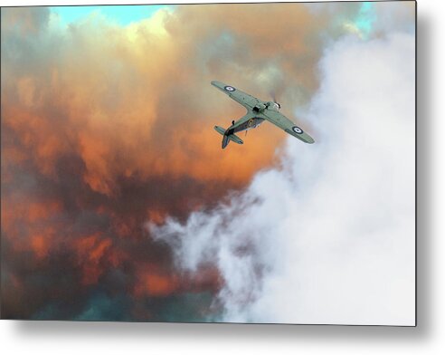 Battle Of Britain Memorial Flight Metal Print featuring the photograph Hawker Hurricane sunset roll by Gary Eason