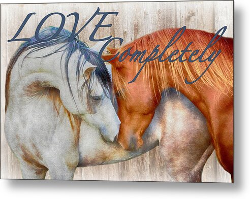 Loving Horses Metal Print featuring the digital art Horses Love Completely by Steve Ladner