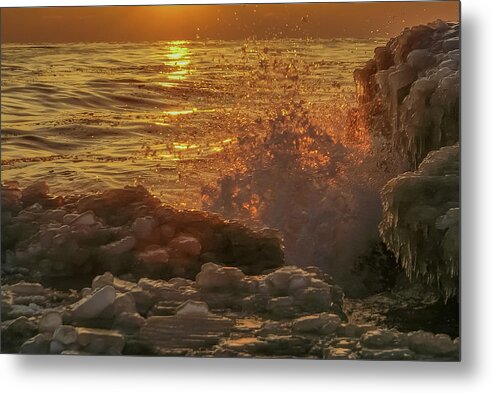 Lake Michigan Metal Print featuring the photograph Icy Shores by Deb Beausoleil