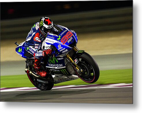 Jorge Lorenzo Metal Print featuring the photograph Jorge Lorenzo Qatar 2014 by Tony Goldsmith