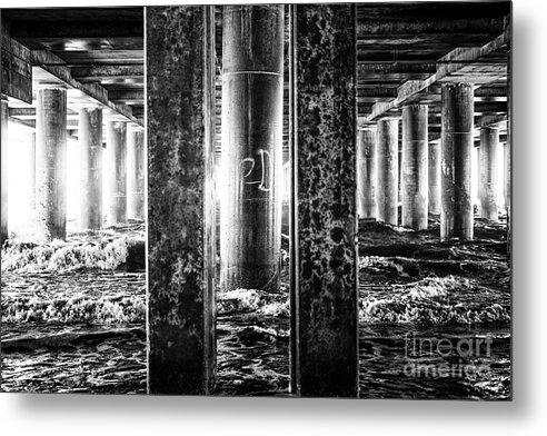 Lined Up Under The Pier Metal Print featuring the photograph Lined Up Under the Steel Pier in Atlantic City by John Rizzuto