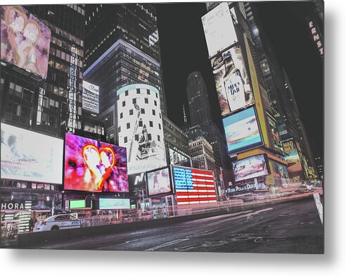 Times Square Metal Print featuring the photograph Love And Unity In The USA by Az Jackson