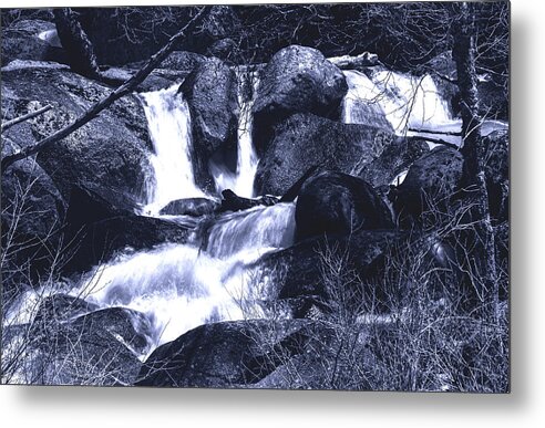River Rapids Metal Print featuring the photograph RAGING LOWER CASCADE - Black and white by Walter Fahmy
