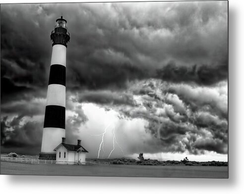 North Carolina Metal Print featuring the photograph Skies of Fire bw by Dan Carmichael