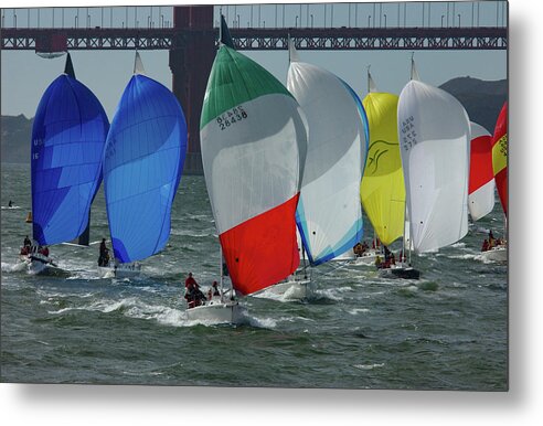 Spinnakers Metal Print featuring the photograph Spinnakers Under the Golden Gate by Bonnie Colgan