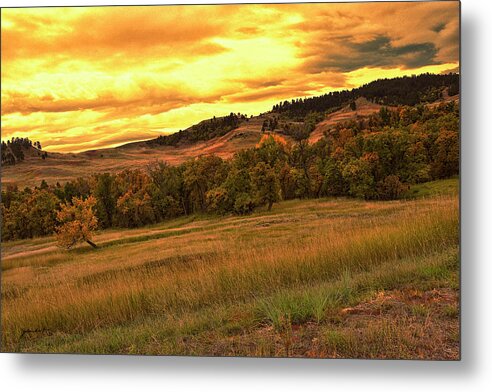 Landscape Metal Print featuring the photograph Sundown In Wyoming by Gerlinde Keating