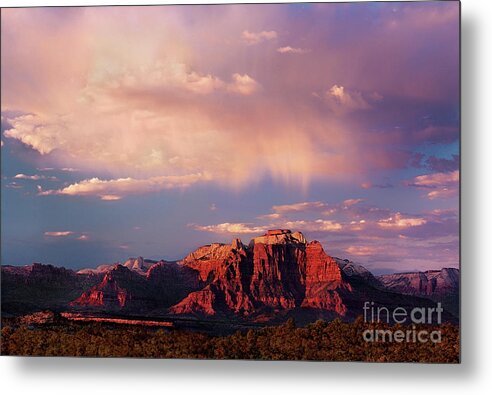 North America Metal Print featuring the photograph Sunset on West Temple Zion National Park by Dave Welling