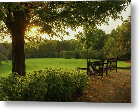 Boerner Botanical Gardens Metal Print featuring the photograph Sunset Seating by Deb Beausoleil