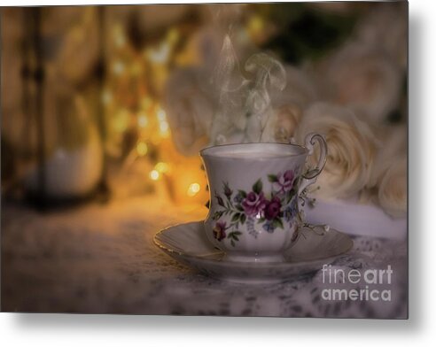 Mindfulness Metal Print featuring the photograph The Art Of Drinking Tea by Mary Lou Chmura