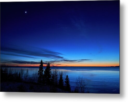 Environment Water Shore Frozen Blue Colorful Wilderness Sunset Light Shoreline Rocky Scenic Ice Cold Terrain Icy Vibrant Natural Close Up Canada Metal Print featuring the photograph Velvet Horizons by Doug Gibbons